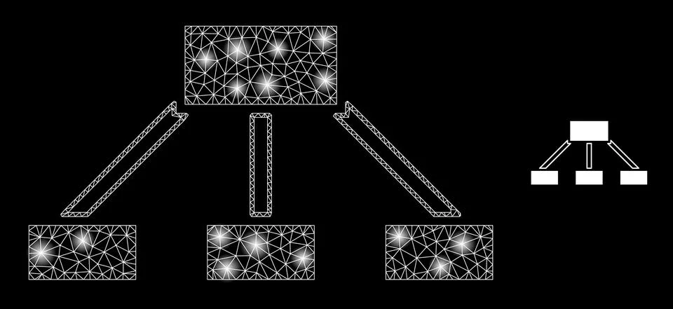 Vector Mesh Net Hierarchy Links with Magic Constellation Flashes Stock Illustration