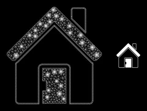 Vector Mesh Net Home with Magic Network Spots Stock Illustration