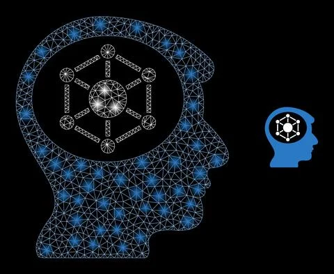 Vector Mesh Net Human Memory with Glitter Wire Frame Spots Illustrazione stock