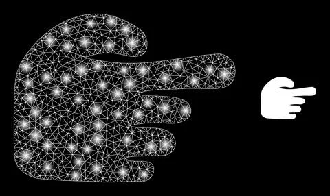 Vector Mesh Net Index Finger with Majestic Wire Frame Flashes Stock Illustration
