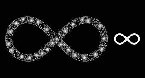 Vector Mesh Net Infinity with Glowing Wire Frame Dots 스톡 일러스트