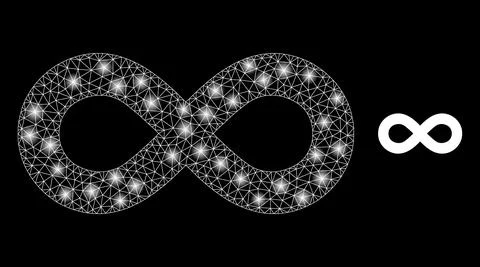 Vector Mesh Net Infinity with Glowing Network Flares イラスト素材