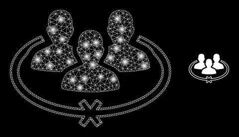 Vector Mesh Net Jailed Persons with Shiny Network Spots Stock Illustration