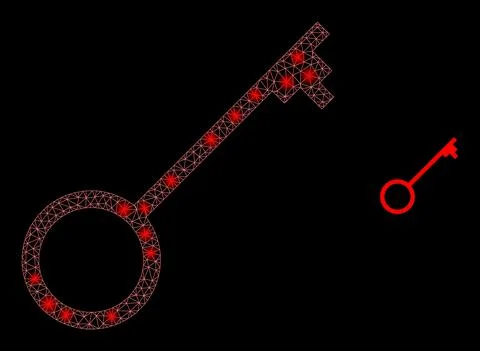 Vector Mesh Net Key with Shiny Constellation Flashes Stock Illustration