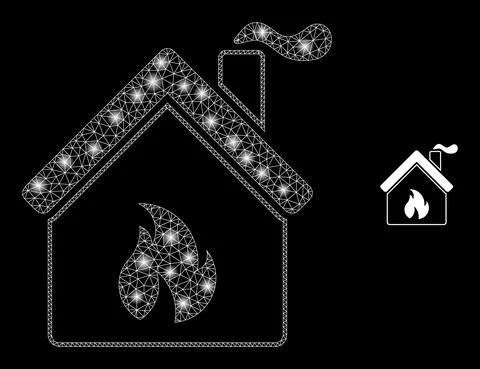 Vector Mesh Net Kitchen Building with Glitter Constellation Stars Ilustración de archivo
