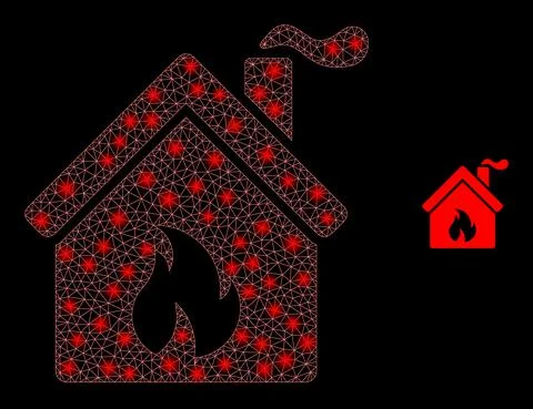 Vector Mesh Net Kitchen Building with Glare Network Flares Ilustración de archivo