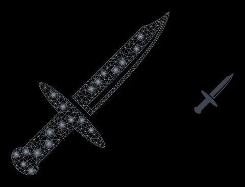 Vector Mesh Net Knife Blade with Glowing Constellation Dots Illustrazione stock