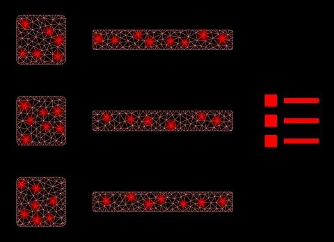 Vector Mesh Net List Items with Light Wire Frame Spots Stock Illustration