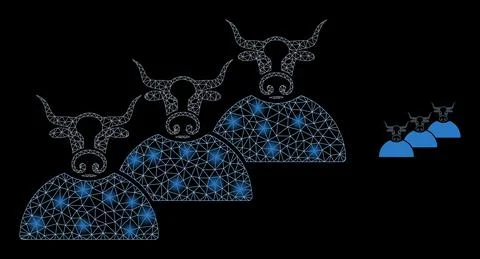 Vector Mesh Net Livestock Herd with Shiny Constellation Dots Stock Illustration