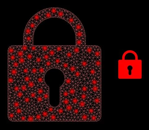 Vector Mesh Net Lock with Majestic Wire Frame Dots Stock Illustration