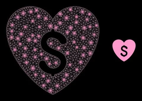 Vector Mesh Net Love Price with Light Carcass Flashes Stock Illustration