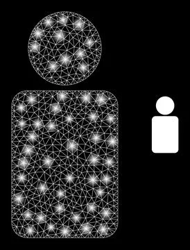 Vector Mesh Net Man with Glitter Network Flashes Illustrazione stock