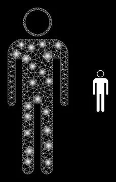 Vector Mesh Net Man with Illumitated Network Spots Stock Illustration