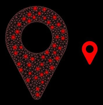 Vector Mesh Net Map Pointer with Shiny Constellation Flashes Stock Illustration