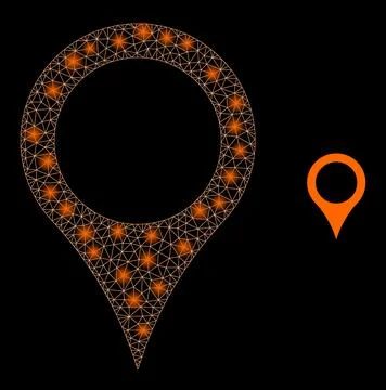 Vector Mesh Net Map Pointer with Shiny Constellation Flares Stock Illustration
