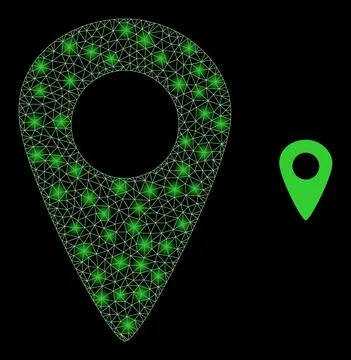 Vector Mesh Net Map Pointer with Glitter Constellation Spots Stock Illustration