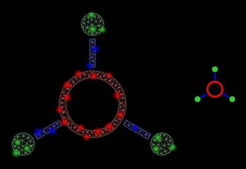 Vector Mesh Net Masternode Links with Majestic Constellation Dots Illustrazione stock