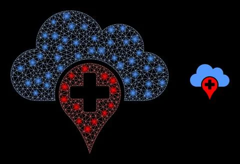 Vector Mesh Net Medical Cloud with Shiny Network Dots 스톡 일러스트