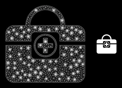 Vector Mesh Net Medical Handbag with Shiny Network Flashes Stock Illustration