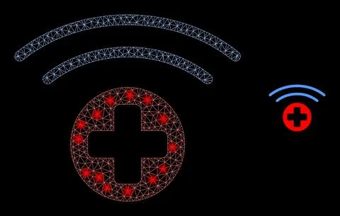 Vector Mesh Net Medical Source with Glare Constellation Flashes Stock Illustration