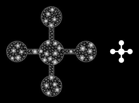 Vector Mesh Net Mesh Node with Shiny Carcass Dots Stock Illustration