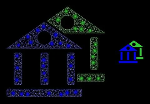 Vector Mesh Net Museum Buildings with Majestic Constellation Dots Ilustración de archivo