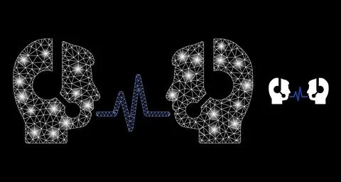 Vector Mesh Net Operator Dialog Signal with Bright Network Spots Stock Illustration