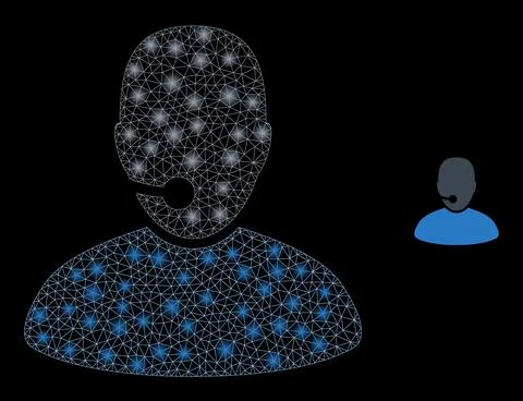 Vector Mesh Net Operator with Light Network Flashes Stock Illustration