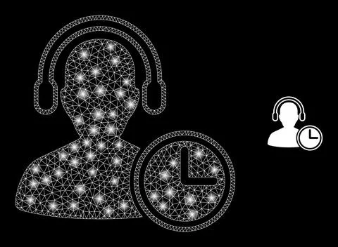 Vector Mesh Net Operator Time with Glare Constellation Flashes Stock Illustration