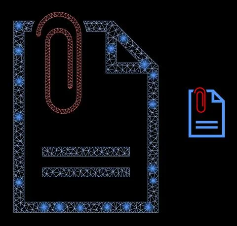 Vector Mesh Net Paperclip Page with Majestic Network Flashes Stock Illustration