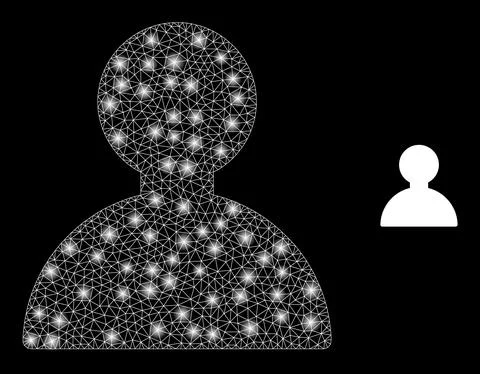 Vector Mesh Net Pawn Figure with Glare Network Flashes Stock Illustration