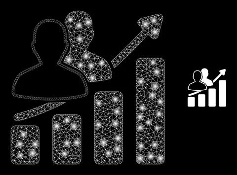 Vector Mesh Net People Trend Chart with Majestic Constellation Flashes Illustrazione stock