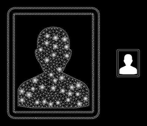 Vector Mesh Net Person Portrait with Glowing Network Stars 스톡 일러스트