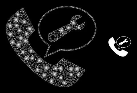 Vector Mesh Net Phone Service Message with Glare Network Flashes Stock Illustration