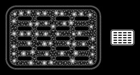 Vector Mesh Net Pills Blister with Glowing Network Spots Illustrazione stock