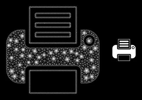 Vector Mesh Net Printer with Glowing Constellation Spots 스톡 일러스트