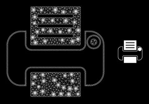Vector Mesh Net Printer with Light Carcass Spots 库存插图