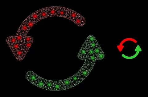 Vector Mesh Net Refresh Arrows with Shiny Constellation Spots Illustrazione stock