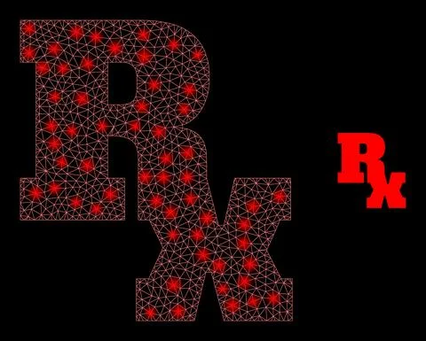 Vector Mesh Net Rx Symbol with Illumitated Network Flares Stock Illustration