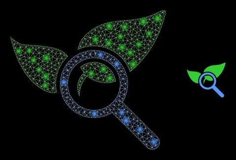 Vector Mesh Net Search Flora Plant with Light Network Dots Stock Illustration