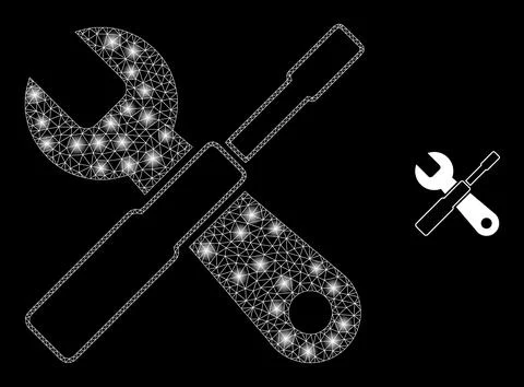 Vector Mesh Net Setup Tools with Majestic Network Flashes Illustrazione stock
