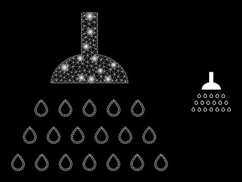 Vector Mesh Net Shower with Bright Carcass Flashes Stock Illustration