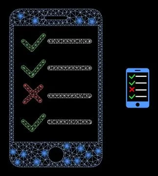 Vector Mesh Net Smartphone Task List with Majestic Carcass Dots Stock Illustration