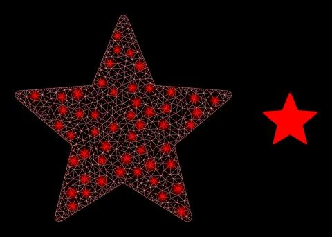 Vector Mesh Net Star with Illumitated Network Flashes Stock Illustration