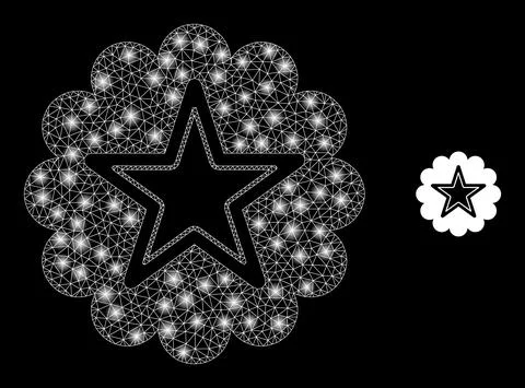 Vector Mesh Net Star Rosette with Majestic Network Flashes イラスト素材