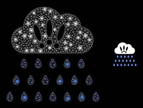 Vector Mesh Net Strong Rain Clouds with Glare Carcass Stars イラスト素材