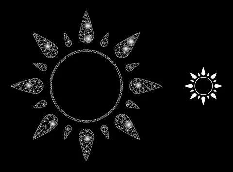 Vector Mesh Net Sunshine with Illumitated Network Flashes Stock Illustration