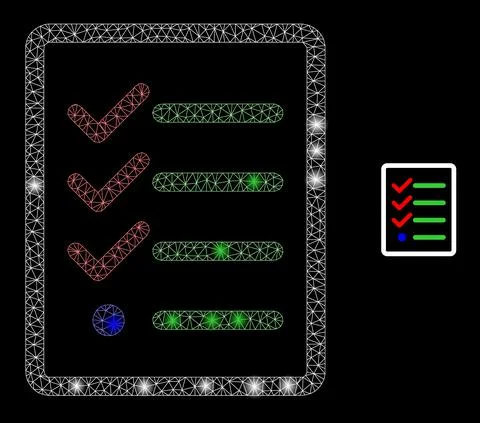 Vector Mesh Net Task List Page with Illumitated Carcass Flares Stock Illustration