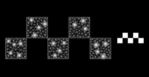 Vector Mesh Net Taxi Chess Logo with Bright Carcass Stars Stockillustratie