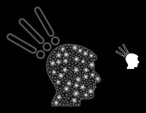 Vector Mesh Net Test Head with Majestic Network Dots Illustrazione stock